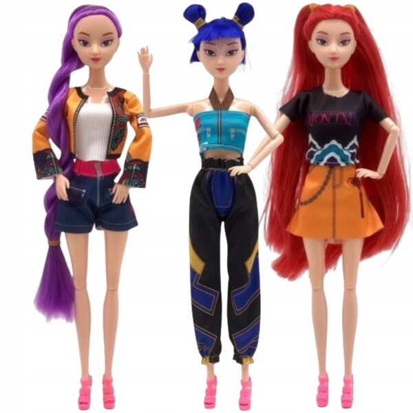 Lot de 3 poupées Kpop Demon Hunters 30 cm Chanteurs, vêtements à la mode et mains mobiles