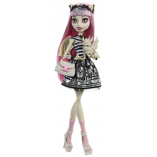 Monster High Rochelle Goyle – Original samlerdukke med tilbehør og Roux