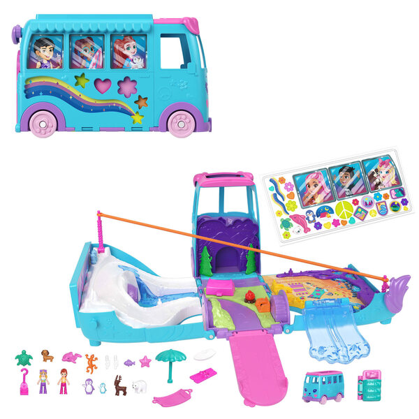 Polly Pocket Van Mega Adventure Travel Set с 2 кукли и аксесоари