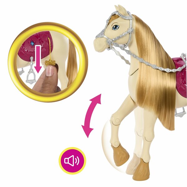 Barbie Tańczący koń Interaktywna zabawka z dzwiękami i akcesoriami HXJ42