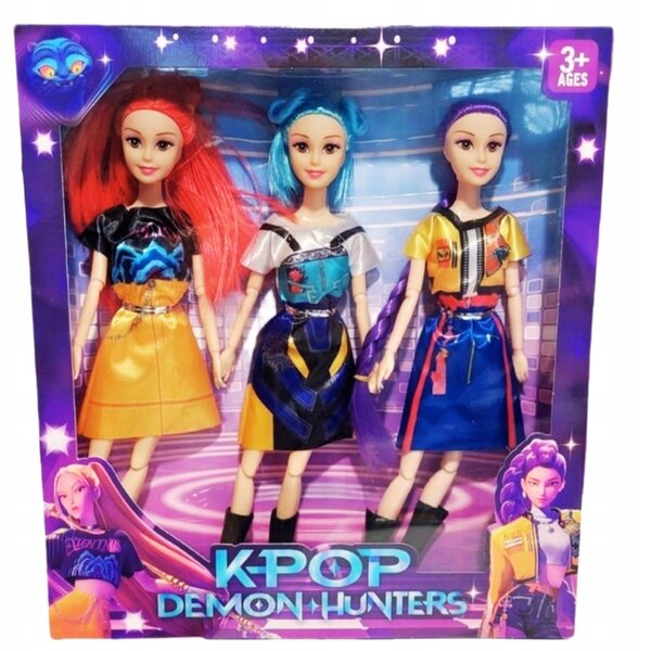 Lot de 3 poupées K-Pop Demon Hunters de 30 cm au look unique et aux vêtements tendance