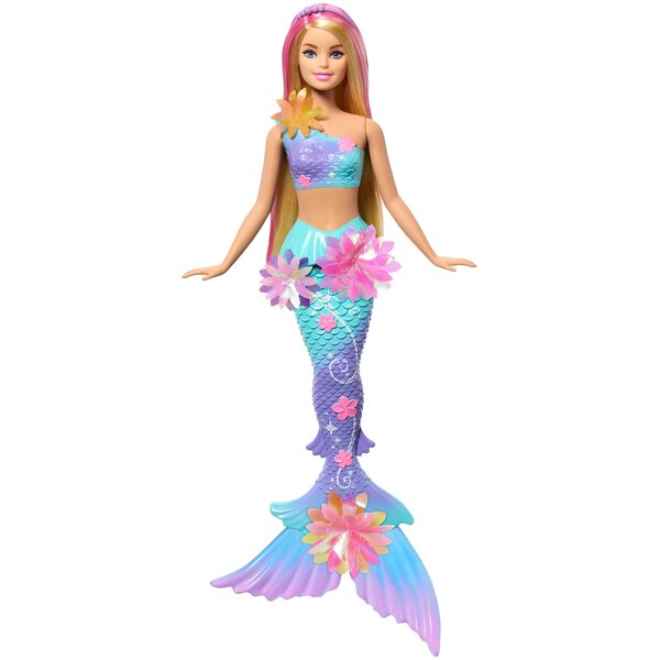 Barbie Dreamtopia Syrenka mit magischen Blumen und Schwanz, der sich öffnen lässt, 29 cm