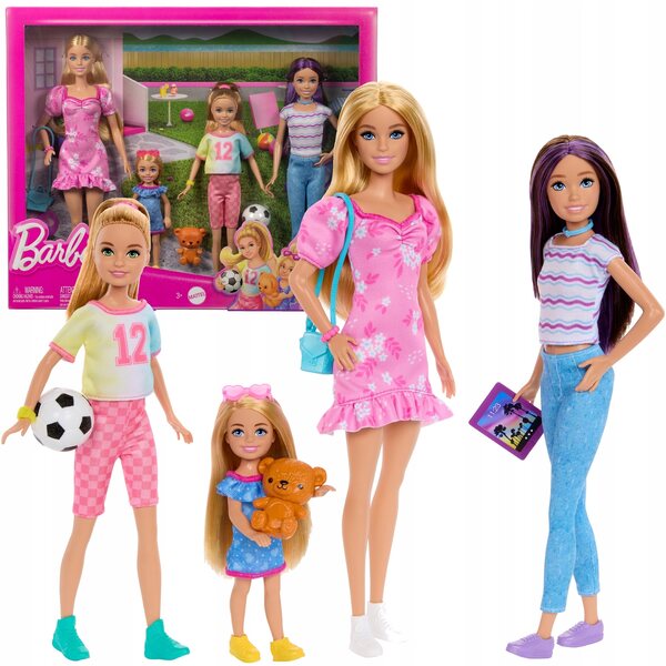 Barbie und Schwestern: Set mit 4 Barbie Skipper Stacie Chelsea-Puppen mit Zubehör