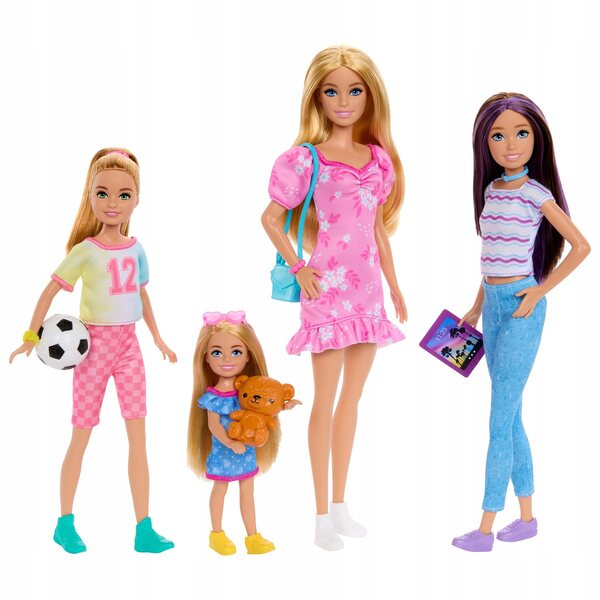 Barbie und Schwestern: Set mit 4 Barbie Skipper Stacie Chelsea-Puppen mit Zubehör