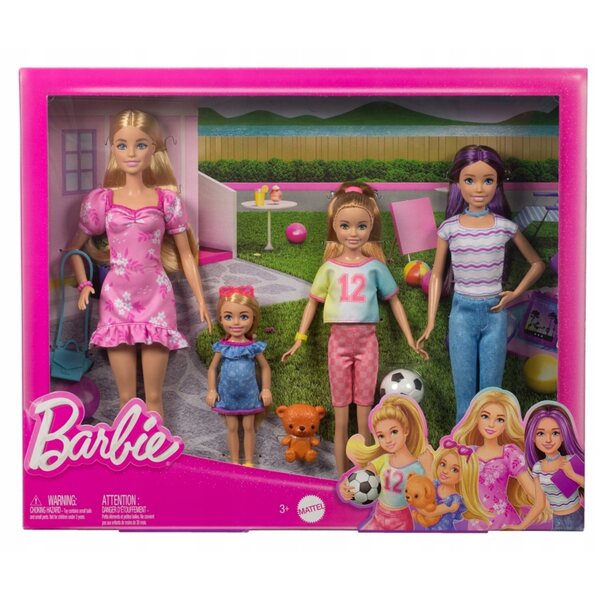Barbie und Schwestern: Set mit 4 Barbie Skipper Stacie Chelsea-Puppen mit Zubehör