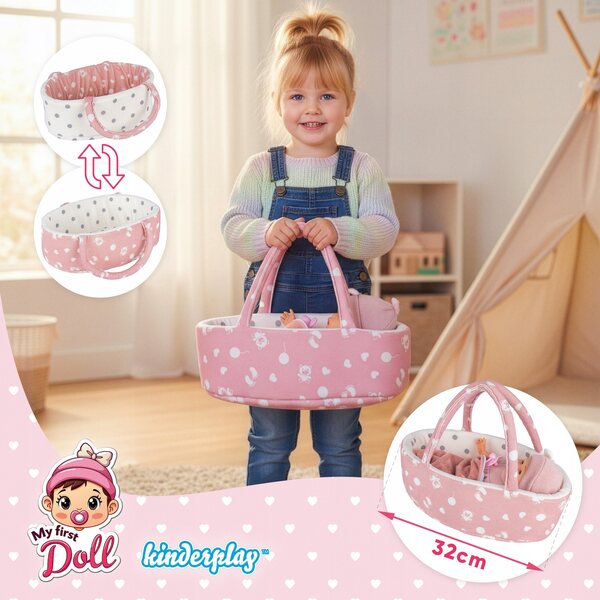 Baby Doll Kinderplay 30 cm con marsupio e accessori - Sicura e morbida