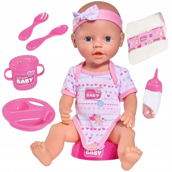 Simba New Born Baby Bambola funzionale per bambina 43 cm con accessori