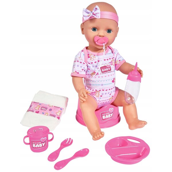 Simba New Born Baby Bambola funzionale per bambina 43 cm con accessori