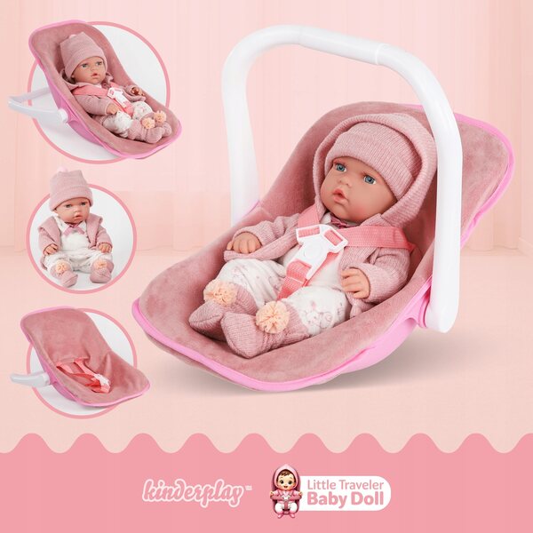 Baby Doll Kinderplay 30 cm con Marsupio e Abbigliamento Rosa