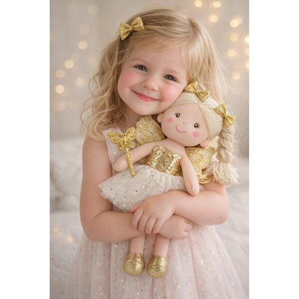 Feenprinzessin Goldene Puppe Plüschtier, Stoffpuppe, Kindergeschenk