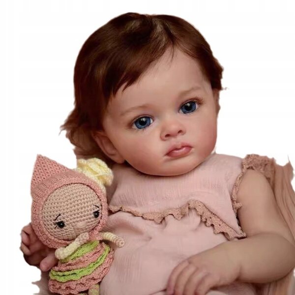 Bambola Reborn Realistica 60 cm con Vasi Sanguigni e Capelli Morbidi a Mano