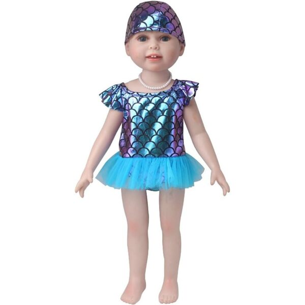 Costume da Bagno da Sirena per Bambola 46 cm con Cuffia - Completo Casual Uteruik