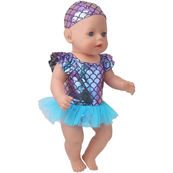 Costume da Bagno da Sirena per Bambola 46 cm con Cuffia - Completo Casual Uteruik