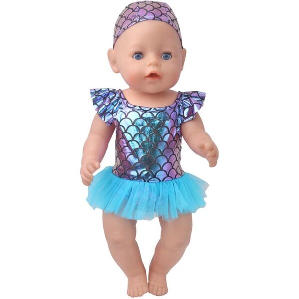 Costume da Bagno da Sirena per Bambola 46 cm con Cuffia - Completo Casual Uteruik