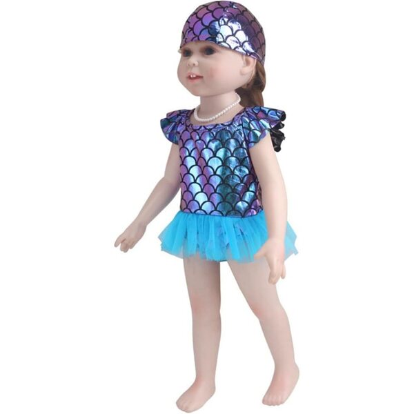Costume da Bagno da Sirena per Bambola 46 cm con Cuffia - Completo Casual Uteruik