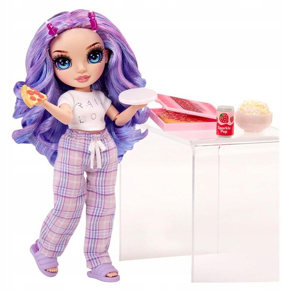 Bambola Rainbow High Violet Willow con pigiama e accessori, 22 cm