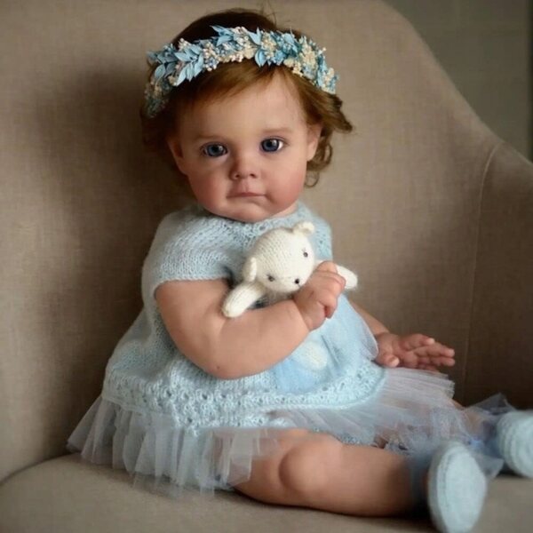 Bambola Reborn 60 cm bambina realistica pelle morbida e dettaglio perfetto