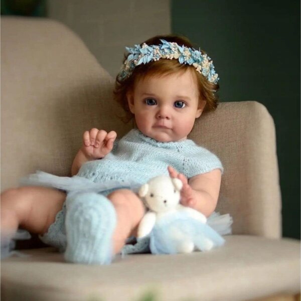 Bambola Reborn 60 cm bambina realistica pelle morbida e dettaglio perfetto