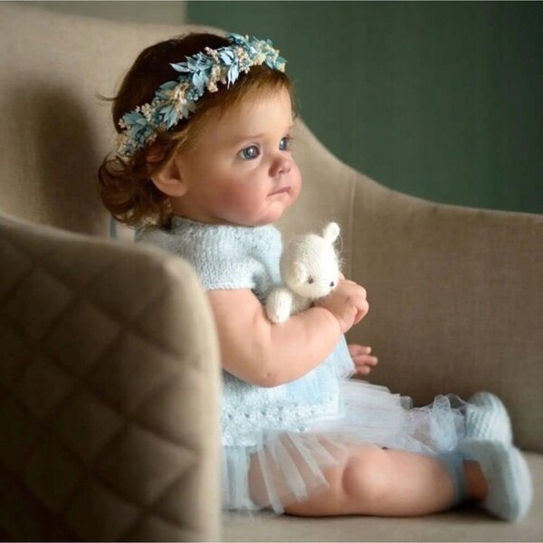 Bambola Reborn 60 cm bambina realistica pelle morbida e dettaglio perfetto
