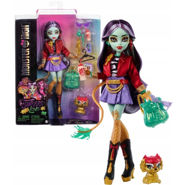 Monster High Jinafire Long 27 cm con animale Cloudy Yun Yun – bambola articolata per bambini