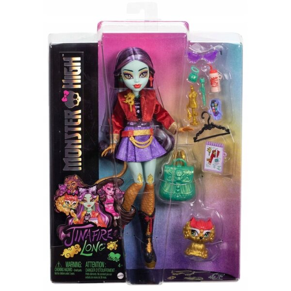 Monster High Jinafire Long 27 cm con animale Cloudy Yun Yun – bambola articolata per bambini