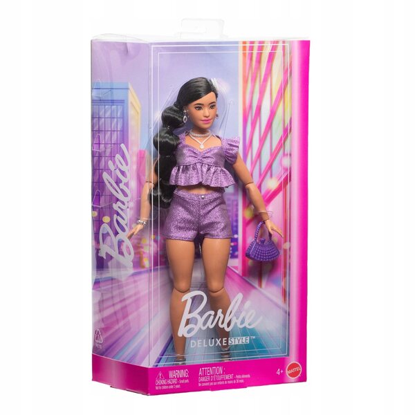 Barbie Deluxe Style Doll Fashion Amethyst mit Zubehör und dynamischen Bewegungen