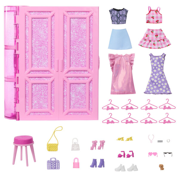 Barbie Dream Garderobe 3.0 mit über 25 Accessoires für Mädchen ab 3 Jahren