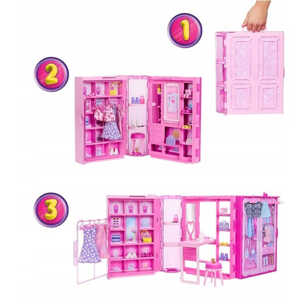 Barbie Dream Garderobe 3.0 mit über 25 Accessoires für Mädchen ab 3 Jahren