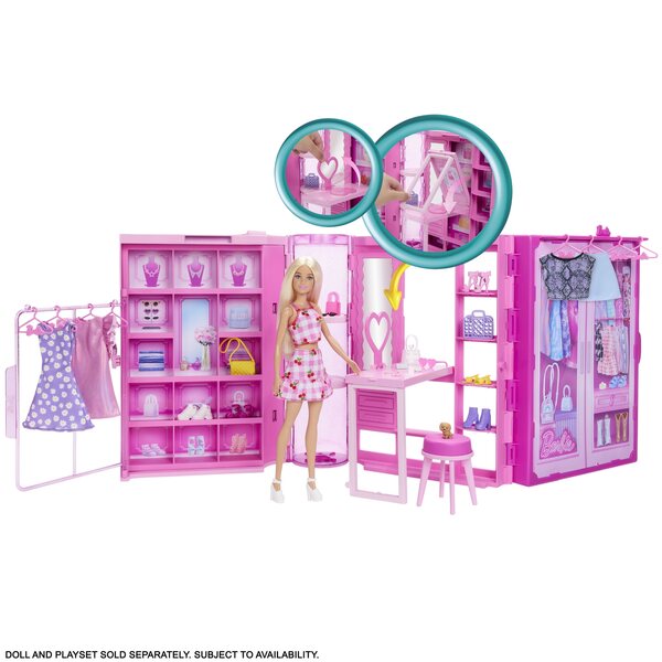 Barbie Dream Garderobe 3.0 mit über 25 Accessoires für Mädchen ab 3 Jahren