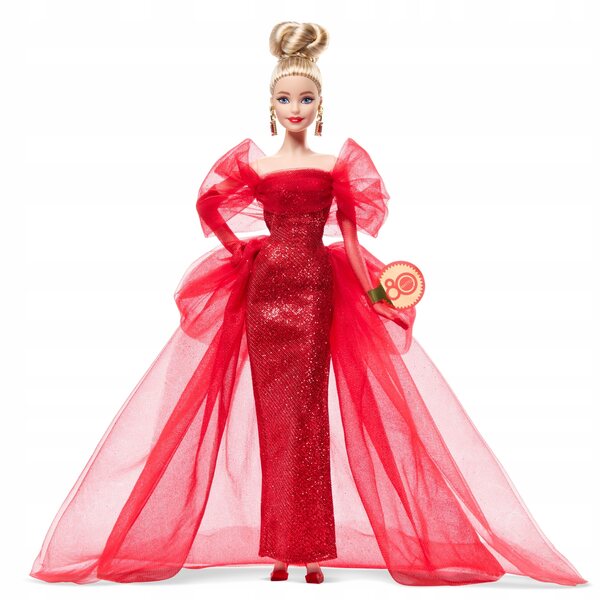Barbie Mattel 80. Jubiläums-Sammelpuppe im eleganten roten Kleid