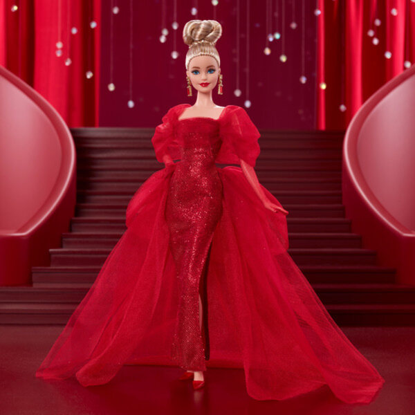 Barbie Mattel 80. Jubiläums-Sammelpuppe im eleganten roten Kleid