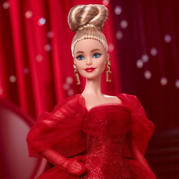 Barbie Mattel 80. Jubiläums-Sammelpuppe im eleganten roten Kleid