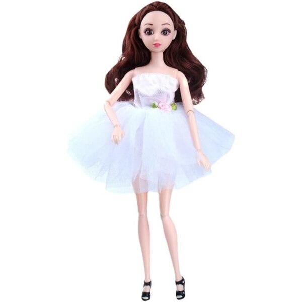 Abito da Balletto per Bambola 30 cm con Gonna in Pizzo Bianco, Elegante Vestito Casual