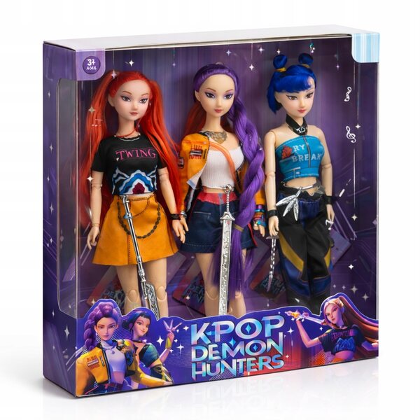 Lot de 3 poupées KPOP Demon Hunters 30cm avec sons, jouet sécurisé CE