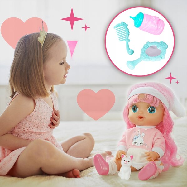 Bambola Bobas 30 cm con Vestiti, Accessori e Gattino MalPlay per Bambine