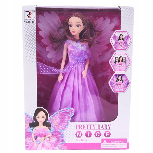 Interaktive tanzende und singende LED-Prinzessinpuppe in lila Kleid