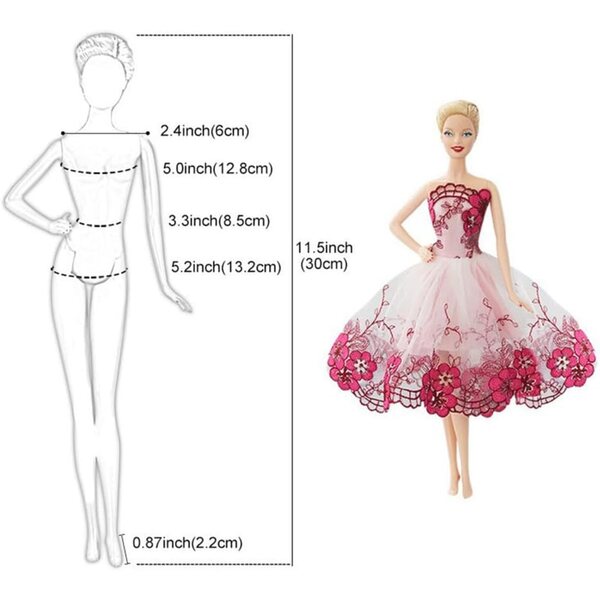 Abendkleid für Puppe 30 cm, schulterfreies Freizeitkleid, Uteruik
