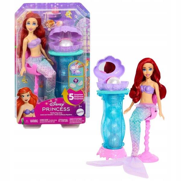 Lalka Disney Princess Księżniczka Arielka Muszelkowa toaletka Akcesoria