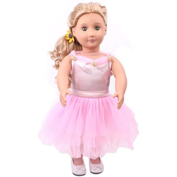 Abito in Pizzo Rosa da 46 cm per Bambola Americana - Elegante Vestito Accessorio