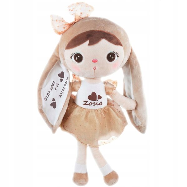 Bambola Metoo personalizzata 48 cm con nome e metrica nascita per bambine