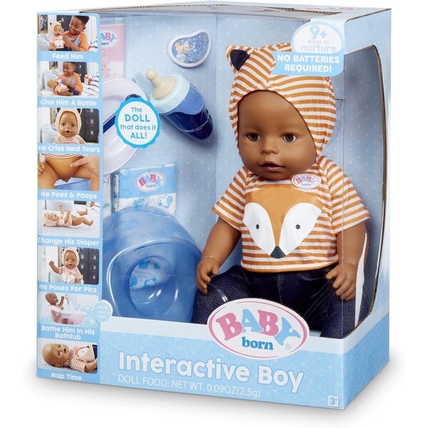 Bambola Interattiva Baby Born con 9 Funzioni Senza Batterie - 42 cm