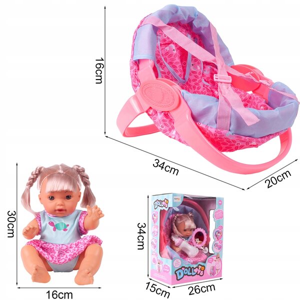 Bambola interattiva nel marsupio MalPlay, 28 cm, con suoni e arti mobili