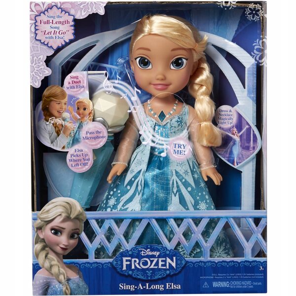 Bambola Elsa Cantante Frozen con Microfono e Luci, 36 cm, JAKKS Pacific