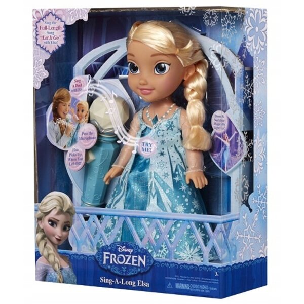 Bambola Elsa Cantante Frozen con Microfono e Luci, 36 cm, JAKKS Pacific