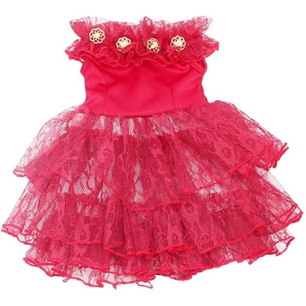 Abito in pizzo rosso 46 cm per bambola americana - vestito casual sicuro e facile da indossare