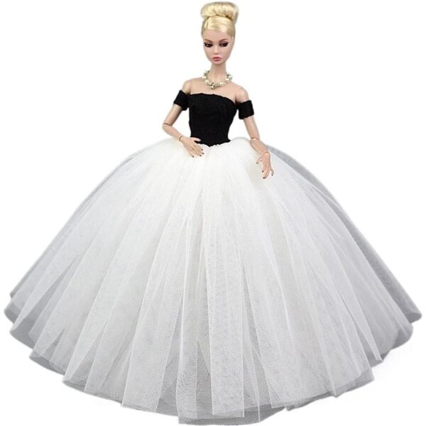 Abito da Sposa in Pizzo con Velo per Bambole 30 cm, Accessorio Costume Elegante