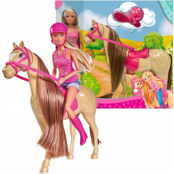 Bambola Steffi Love con cavallo e accessori per l'equitazione per bambini dai 3 anni