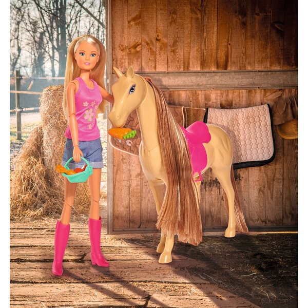 Bambola Steffi Love con cavallo e accessori per l'equitazione per bambini dai 3 anni