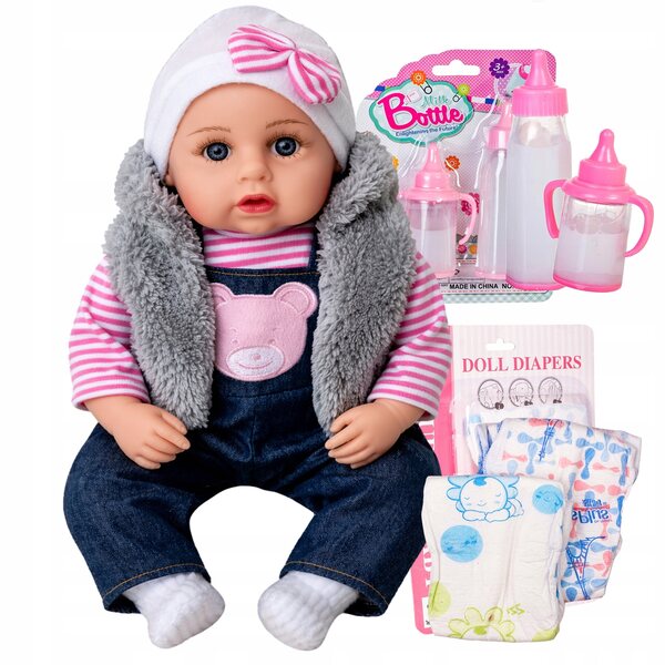 Interaktive Laletta Bobas, die mit Pampers-Accessoires und -Flaschen auf Italienisch spricht und singt