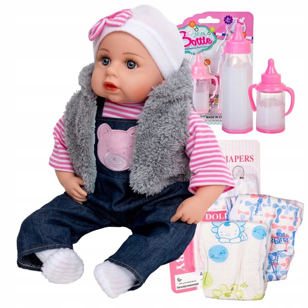 Interaktive Laletta Bobas, die mit Pampers-Accessoires und -Flaschen auf Italienisch spricht und singt